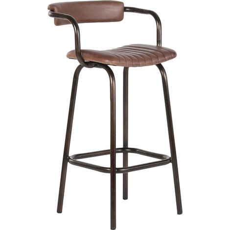 Taburete Piel Hierro 50X50X94 Plegable Marron (1/5)