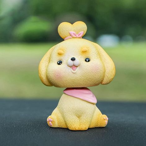 Car Shaking Head Dog, Resin Car Interior Decoration Ornament Cute Animal Dancing Toy Car Dashboard Ornament Accessories for Women Girl Gift,A (1/5)