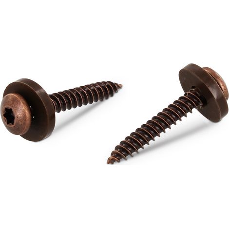 Vis tôle Tête cylindrique TC TORX T15 + Rondelle Nylon 3.9X19 Inox A2 Marron-30 pièces