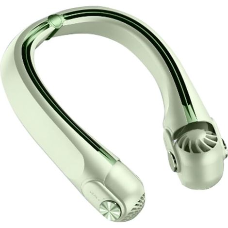 JSSEVN - Ventilador de cuello portátil sin aspas, salida de aire retráctil y giratoria, carga USB, baja 25 grados en 3 segundos (verde) (1/5)