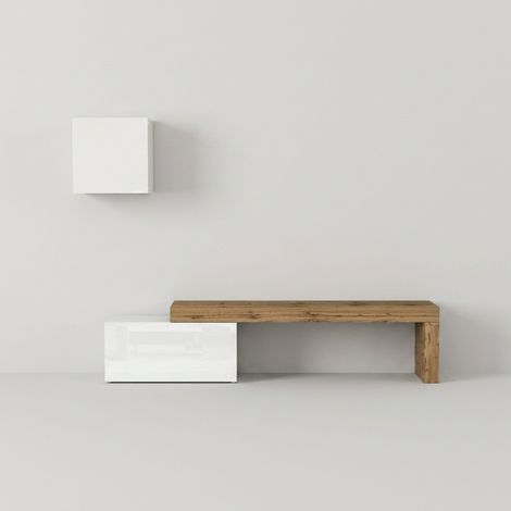 Parete attrezzata moderna soggiorno con pensile Chronos n°17 - Bianco (1/5)