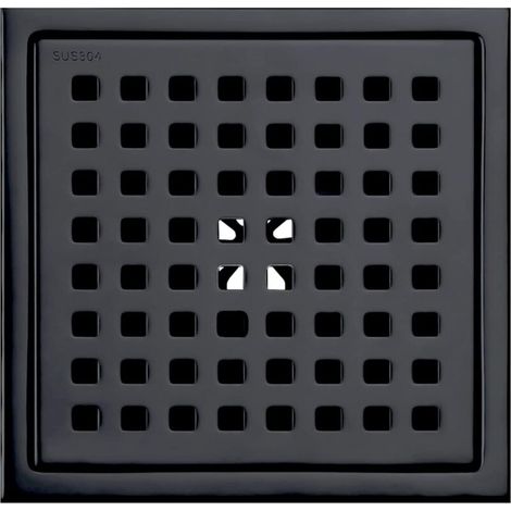 Scarico per pavimento doccia quadrato da 6 pollici, nero opaco, con griglia e coperchio rimovibile, in acciaio inox SUS304
