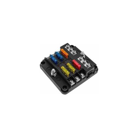 Scatola portafusibili a 6 vie da 12 V, portafusibili a lama con 16 fusibili, 6 indicatori LED, coperchio protettivo per auto, barche, imbarcazioni, camion, SUV a 12 V/24 V - Crezuo
