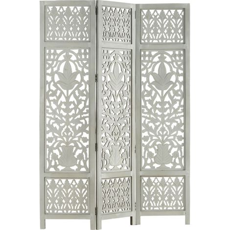 Cloison de séparation 3 panneaux Gris 120x165 Bois manguier 3 (1/5)