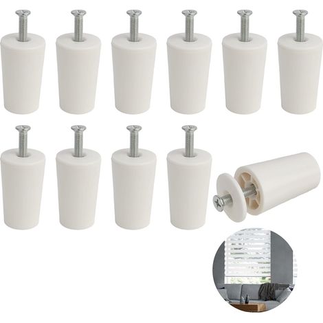 Pièces Butées Volets Roulants Blancs 40mm - Vis et Rondelles, Butée de volet Roulant, Protection pour Volets roulants, Résistant aux Intempéries, PVC Conique, pour Volets et Portes Roulantes (1/5)