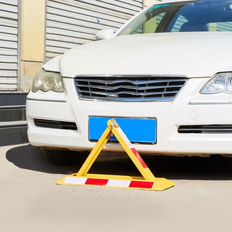 Verrou de stationnement triangulaire en acier laminé à froid renforcé, robuste et résistant, antidérapant pour place de parking extérieure et intérieure. (1/5)