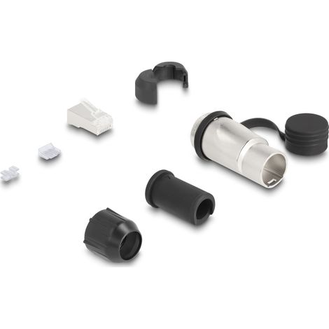 Delock Enchufe modular RJ45 Cat.6A con acoplador de paso y tapa protectora