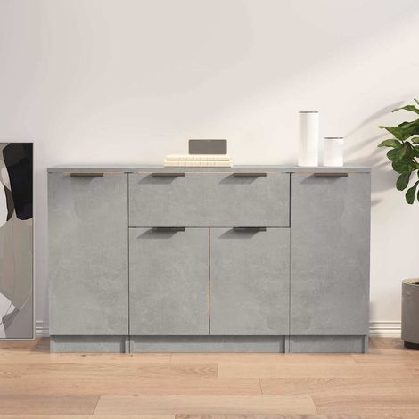 vidaXL Buffets 3 pcs gris béton bois d'ingénierie (1/5)