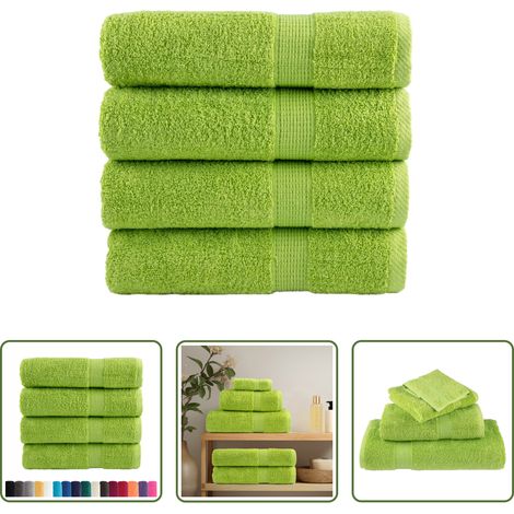 Baumwolltuch - Premium-Duschtücher SOLUND 4 Stk. Apfelgrün 70x140 cm 600 g/m² (1/5)