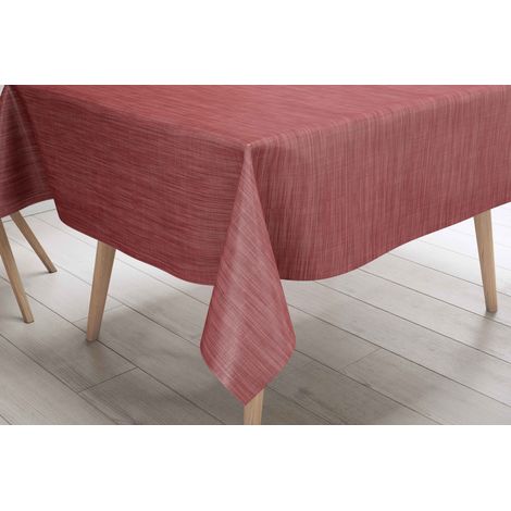 Tovaglia LIMA Rossa – Tela Cerata Plastificata PVC Lavabile Antiscivolo Effetto Lino – Made in Italy Cm.140x400