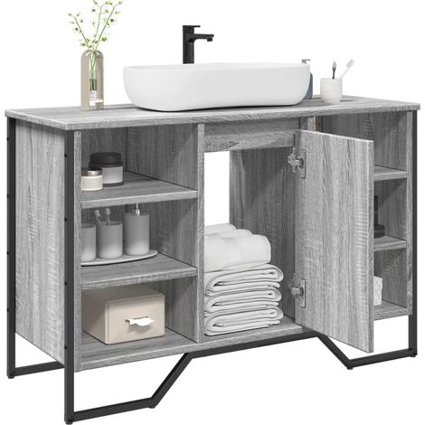 Waschbeckenunterschrank Grau Sonoma 91x35x60 cm Holzwerkstoff