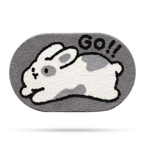 CCYKXATapis de bain en forme d'animal mignon, extra doux, absorbant, antidérapant, confortable, tapis pour baignoire, douche, salle de bain, 40x60cm, lapin (1/5)