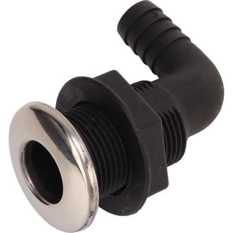 Coude de sortie marin 3/4 po, raccord de tuyau de coque en nylon, accessoires de quincaillerie marine, noir (1/5)