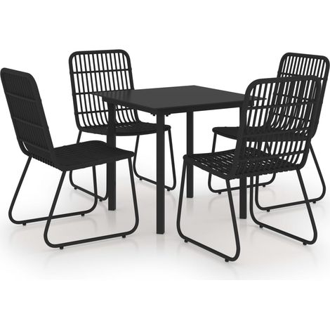 Juego de comedor muebles de jardín muebles de exterior 5 piezas resina tejida y vidrio 020014232 (1/5)
