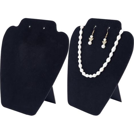 CCYKXA Set of 2 Black Velvet Jewelry Display Stands for Necklaces and Earrings, 21cm Tall, 3D Mannequin-Shaped Jewelry Display Stand, Small Necklace Holder (1/5)