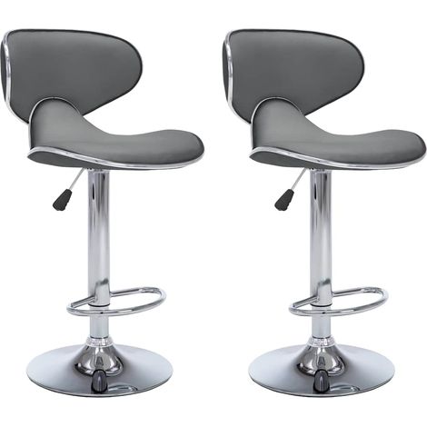 Maison Exclusive - Barhocker 2 Stk. Grau Kunstleder (1/5)