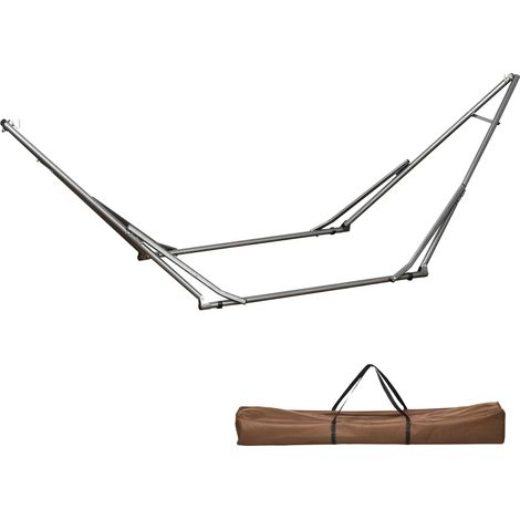 Outsunny Foldable Hammock Stand, Portable Hammock with Metal Frame, 2 in 1 Hammock Net Stand, Clothes Drying Rack, Load Capacity 120kg, for Patio, Garden, Yard, Black