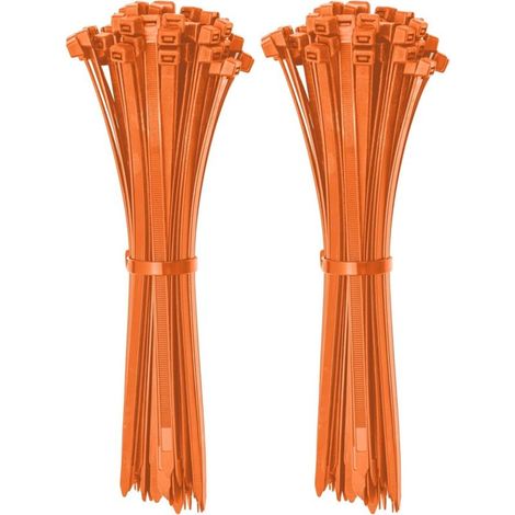 100 bridas para cables, color naranja, resistentes a los rayos UV, para la gestión de cables, uso interior y exterior, bricolaje. (1/5)