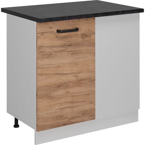 Mobile ad angolo cucina R-Line, Quercia dorata, 86 cm PL Antracite, Vicco