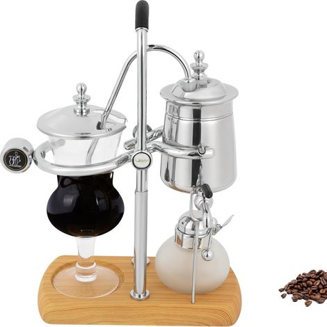 Cafetera/tetera de sifón de plata vintage para infusión manual, apta para extracción de café y preparación de té, 23,5 x 12 x 38 cm