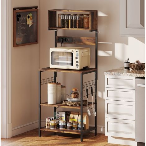 Scaffale da cucina con prese, 5 ripiani, 5 ganci a S, acciaio, 60 x 42 x 153 cm DESVIAE (1/5)