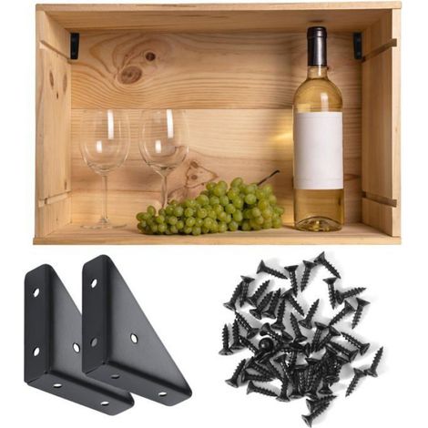 Equerre Étagère Murale - 20 pièces, 65x65mm Triangle - Support Tablette Flottante - Noir Étiquette (1/5)