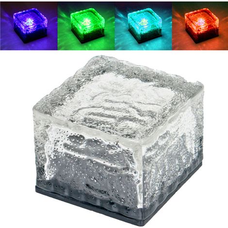 Set di 12 LED RGB luci solari cambiamento di colore di pietra cubo di vetro corte esterna (1/5)