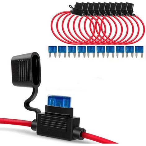 10 Pièces Porte Fusible Lame Enfichable Étanche 12AWG avec Fil 32V Support pour Automobile
