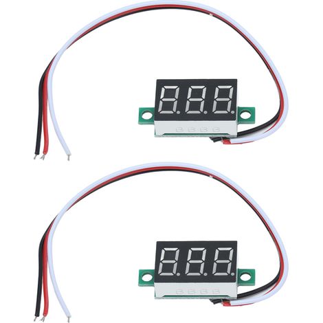 Mini Voltmètre Numérique LED DC 0.36in - 2pcs, Mesure Tension 0-30V, Protection Inverse Polaire, 3 Fils