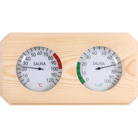 2-in-1 Sauna-Thermometer, Thermo-Hygrometer aus Holz, hohe Präzision, Holz-Hygrometer für Sauna (Fahrenheit), Sauna- und Dampfbadzubehör