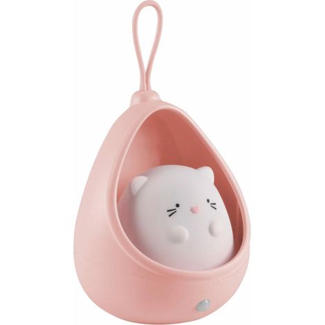 Veilleuse LED 0,5W rose chat, lumière chaude, PIR Polux (1/5)