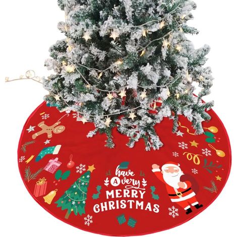 Jupe de Sapin de Noël 90cm Jupe de Sapin de Noel Rond Cache Pied Sapin de Noel Couvre-Pied de Sapin, Tapis de Sapin de Noel pour Decoration de Noel Sapin