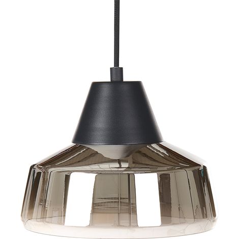 Lámpara de techo de metal dorado negro 172 cm pantalla vidrio ahumado Talparo