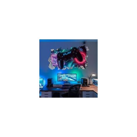 Bardusch – Autocollants muraux gamer 3D – Décoration moderne pour chambre garçon – Stickers faciles à poser – Matériaux transparents pour un rendu optimal