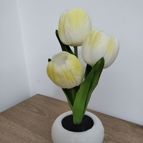 Lampe tulipe décorative d'intérieur, lampe de table LED simulant un pot de fleurs de tulipe, lampe veilleuse d'ambiance, cadeau (1/5)