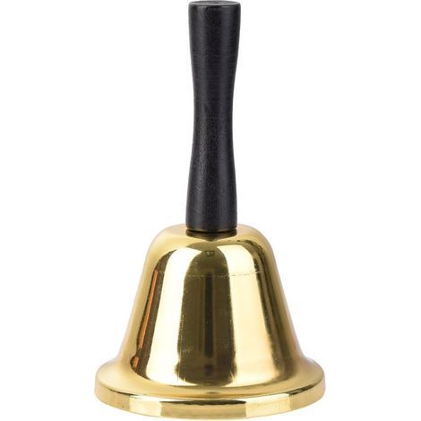 Vintage-Handglocke mit Holzgriff und goldfarbenem Metallglocke – Multifunktionale Tisch- und Zeremonienglocke – 130 x 75 mm (1/5)