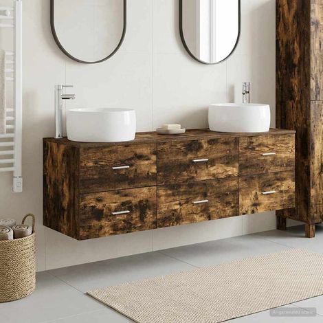 vidaXL Bathroom Furniture Set 3 pcs Smoked Oak 49.5 x 44.5 x 66 cm (1/5)