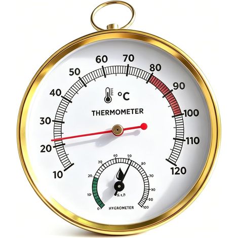 Thermomètre Hygromètre Sauna - 1 Pièce - Bois et Verre - Mesure Température et Humidité - Pour Sauna et Hammam - Cadran Lisible (1/5)
