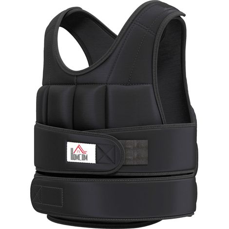 Gilet lesté réglable veste lestée 20 Kg max. poids amovibles entrainement musculation exercice boxe oxford noir (1/5)
