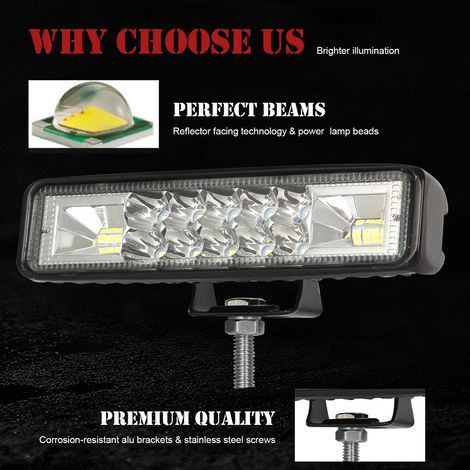 2 unidades de barra de luz LED de 6 pulgadas, 60 W, para trabajo, conducción, niebla, resistente al agua, luz combinada de inundación y foco para camiones todoterreno, ATV, UTV y remolques. (1/5)