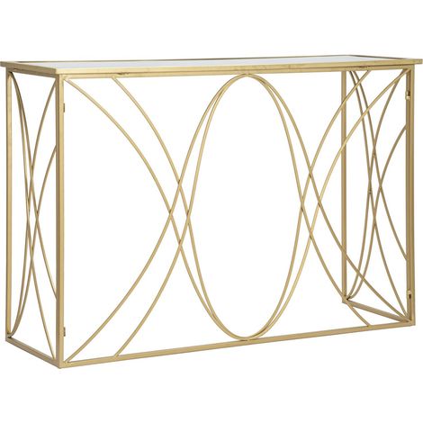 Consolle Exy in ferro, MDF e specchio – 120 x 40 x H 80 cm