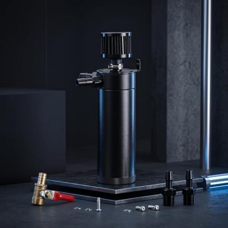 Boîte de récupération d'huile, kit métallique haute résistance et résistant à la chaleur, séparateur d'huile automobile avec filtre respirant, universel pour voitures et camions. (1/3)