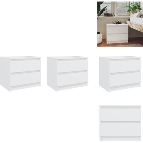 Tables de chevet 2 pcs Blanc 50x39x43,5 cm Aggloméré - Table De Chevet - Meuble De Chambre - Commode - Tiroir - Blanc (1/5)