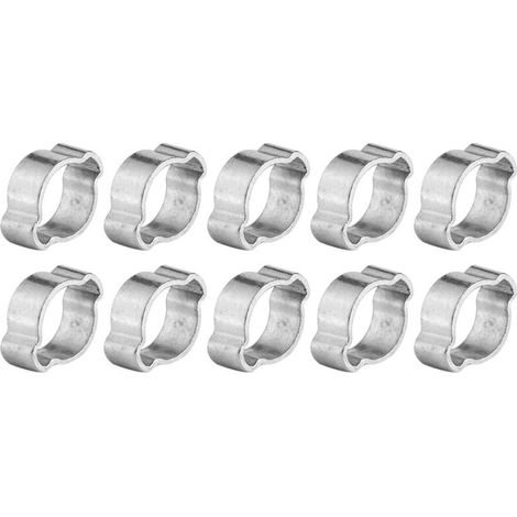 Packung mit 10 verzinkten Doppelohr-Schlauchschellen aus verzinktem Eisen, 523 mm, für Kraftstoffschläuche (1720 mm). (1/4)