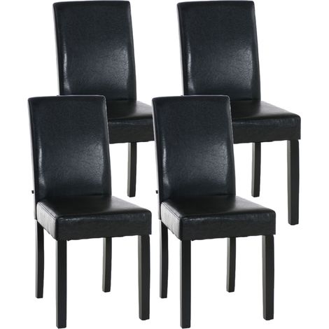Set de 4 sillas de comedor Ina en polipiel Marrón Negro