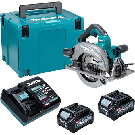 Sierra circular a batería Makita HS 003 GD201 de 40 V máx., 190 mm, sin escobillas + 2 baterías de 2,5 Ah + cargador + maletín Makpac (1/5)