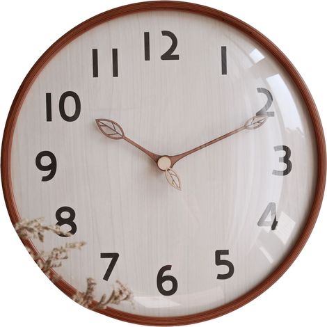 Horloge Murale Bois Rétro 30cm Silencieuse Design Vintage Cadre en Basswood Verre Antipoussière pour Salon Chambre Déco (1/5)