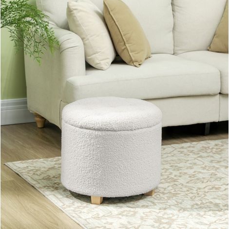 poltrona seduta Ø45 cm contenitore imbottita bianca OKMYHOME (1/5)
