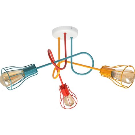 Helam OXFORD Plafonnier semi-encastré à bras multiples Blanc, Orange, Rouge, Turquoise 64cm