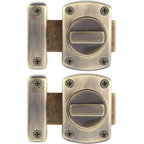 Cerradura de seguridad para puertas de baño y hogar: pestillo giratorio con función antirrobo (bronce verde - 2 piezas, 55 mm) (1/5)